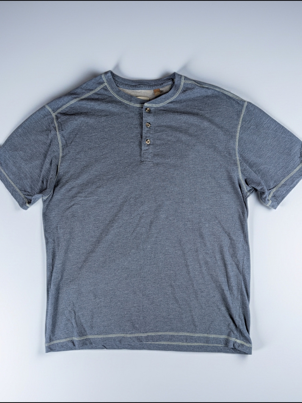 Men's Short-Sleeve Henley Tee in Slate Blue